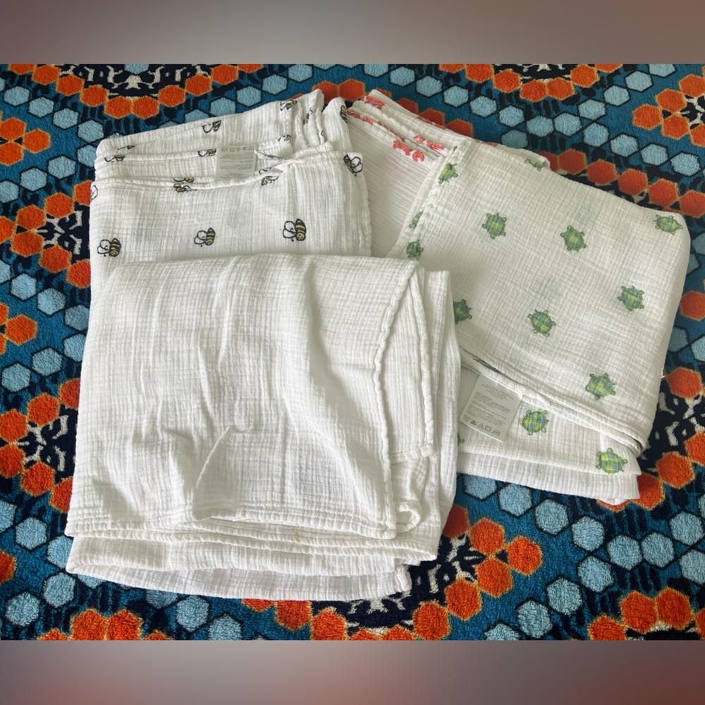 Aden & Anais White Muslin Baby Swaddle Blankets 4 in set
